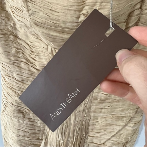 NWT Andy The Anh Pleated Silk Empire Sheath Cocktail Dress • 4 - Picture 9 of 14
